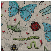 Tissu Motif d'illustration de l'insecte de l'amour du li (Fermer)