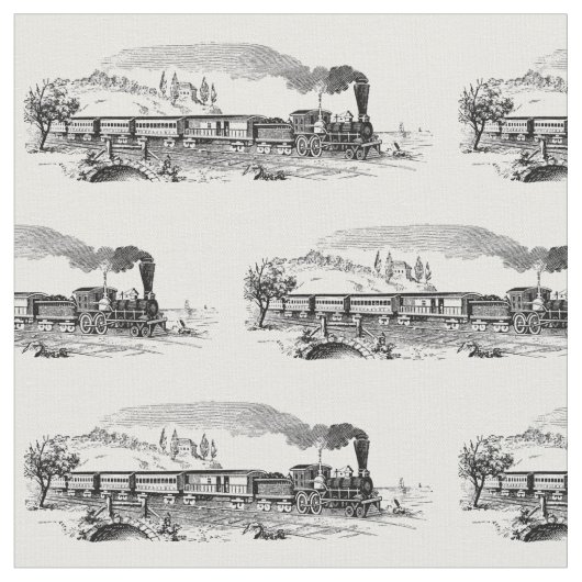Tissu Motif d'illustration du train à vapeur vintage (Fermer)