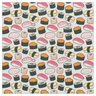 Tissu Motif d'illustrations d'amusement de sushi