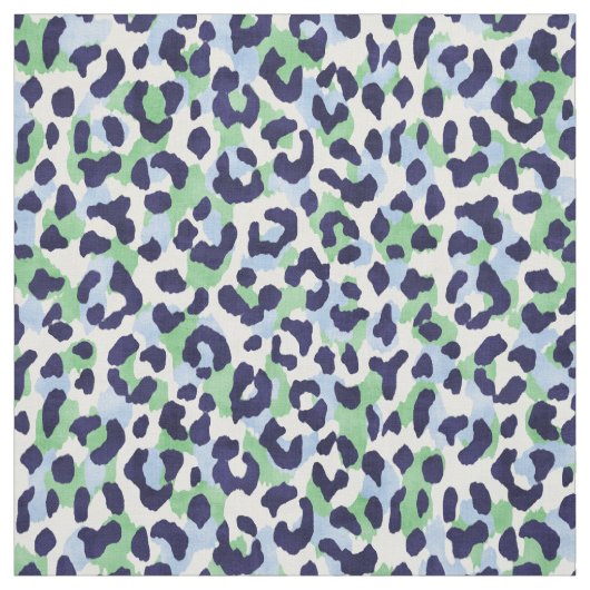 Tissu motif d'impression de guépard bleu-vert chic (Échantillon)