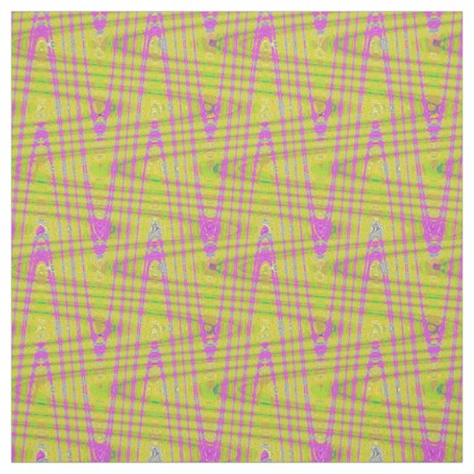 Tissu Motif d'impression rose chaud Fuschia Jaune (Échantillon)