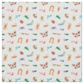 Tissu Motif d'insectes coloré mignon (Échantillon)