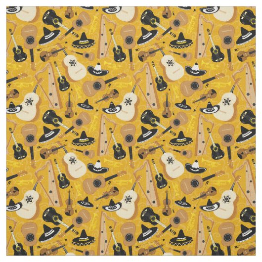 Tissu Motif d'instruments Mariachi Band (Échantillon)
