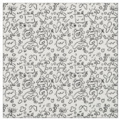 Tissu motif doodé noir et blanc (Échantillon)
