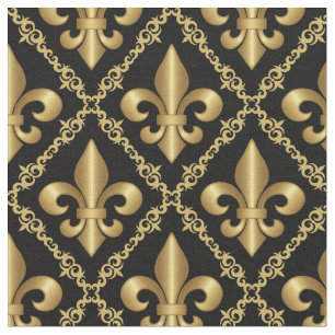 Tissu Motif doré à fleurs de lis