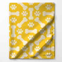 Motif d'os et d'empreintes de pattes de chien jaun