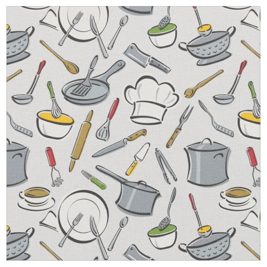 Tissu Motif d'outils de cuisine (Fermer)