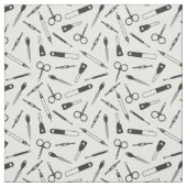 Tissu Motif d'outils de manucure blanc mou (Échantillon)