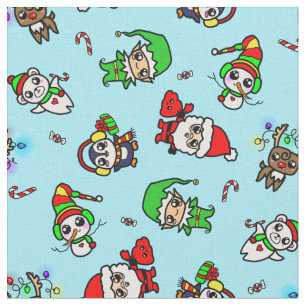 Tissu Motif doux de caractère de Noël de Kawaii