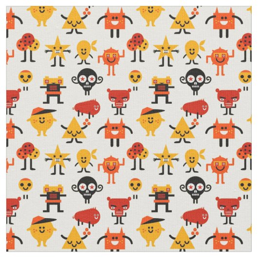 Tissu Motif drôle de monstres (Fermer)