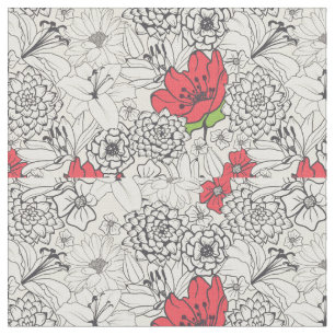 Tissu Motif du jardin de fleurs de pavot