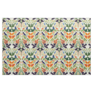 Tissu Motif Écureuils Oiseaux & Papillons