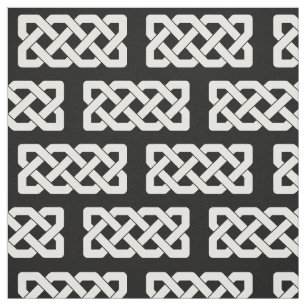 Tissu Motif élégant de nœud celtique noir et blanc