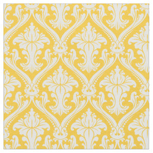 Tissu Motif élégant vintage damas jaune