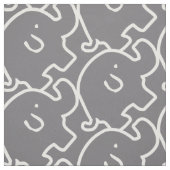 Tissu Motif Eléphants gris mou (Échantillon)