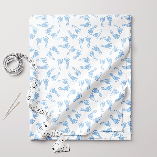 Tissu Motif Empreinte de Bébé Bleu