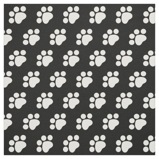 Tissu Motif Empreinte de patte blanc (Échantillon)