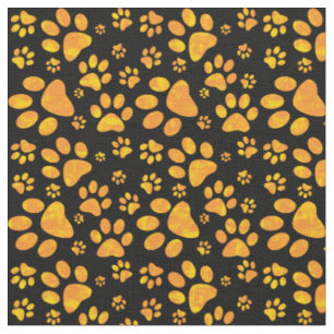 Tissu Motif Empreinte de patte de chien  Orange