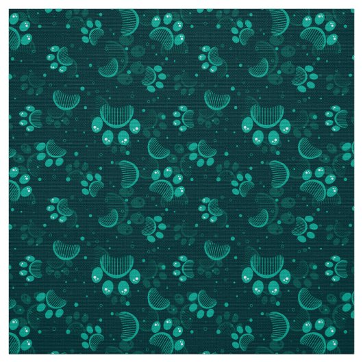 Tissu motif Empreinte de patte en vert (Échantillon)