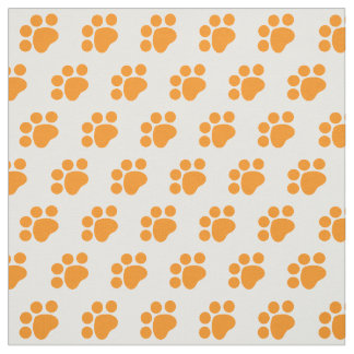 Tissu Motif Empreinte de patte orange