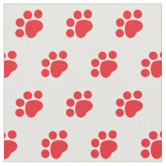 Tissu Motif Empreinte de patte rouge