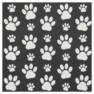 Tissu Motif, Empreintes de pattes, pattes de chien, noir