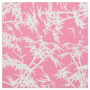 Tissu Motif en bambou d'aquarelle rose blanche Girly