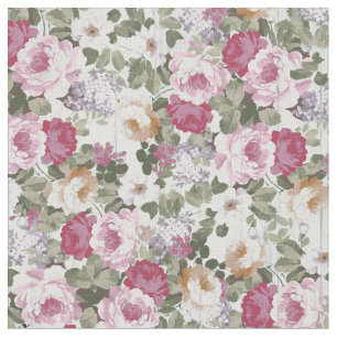 Tissu Motif en bois blanc rustique floral vintage de