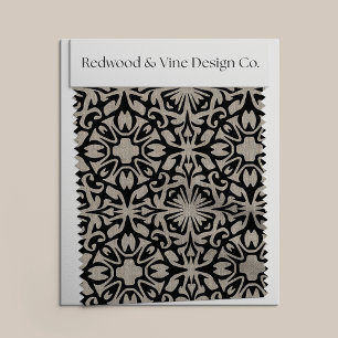 Tissu Motif en carreaux espagnols noirs et naturels médi