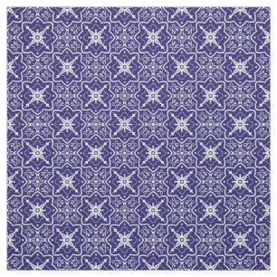 Tissu Motif en carrelage Abstrait bleu et blanc Art déco