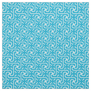 Tissu Motif en carrelage égyptien, turquoise et blanc