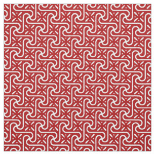 Tissu Motif en tuiles égyptiennes, rouge foncé et blanc