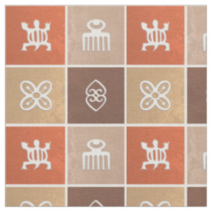 Tissu Motif ethnique africain avec symboles Adinkra