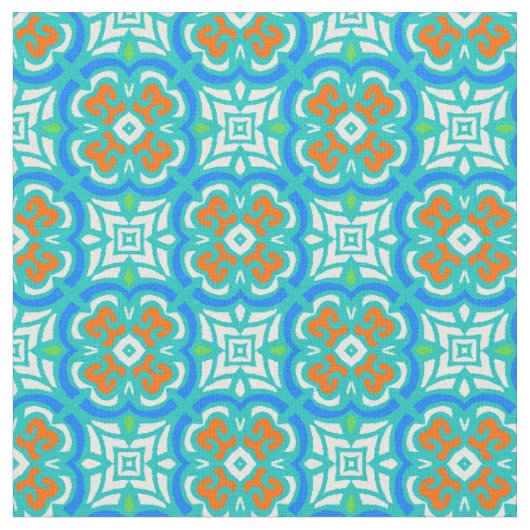 Tissu Motif ethnique turquoise (Fermer)