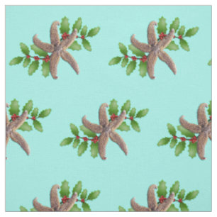 Tissu Motif étoile de mer et houx de Noël