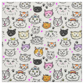Tissu Motif face chats Whimsical (Échantillon)
