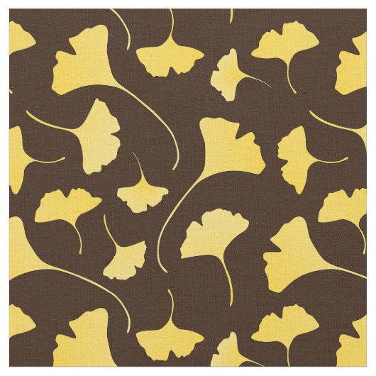 Tissu Motif Feuille de Ginkgo jaune (Fermer)