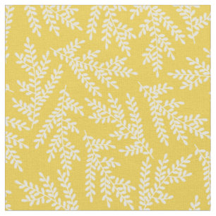 Tissu Motif Feuille moderne de moutarde jaune
