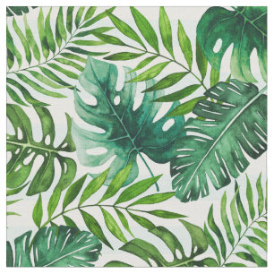 Tissu Motif Feuille moderne Tropical Green