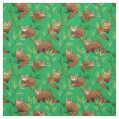 Tissu Motif Feuille Red Panda & Bamboo (Échantillon)