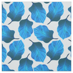Tissu Motif Feuille tropical en bleu