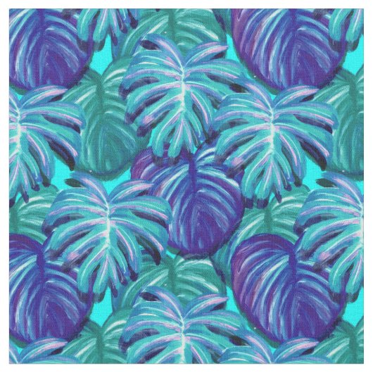 Tissu Motif Feuille vert exotique (Fermer)