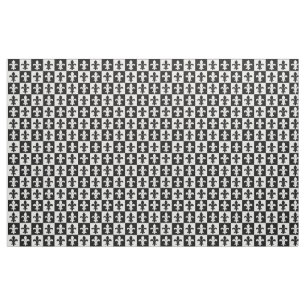 Tissu motif Fleur-De-lis noir et blanc