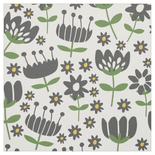 Tissu Motif Fleurs noires (Échantillon)