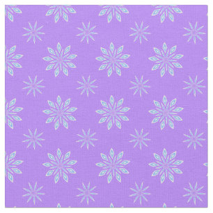 Tissu Motif Flocon de Neige Étoile Blanc Bleu Lavande