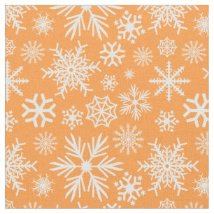 Tissu Motif flocons de neige orange chic et cosy