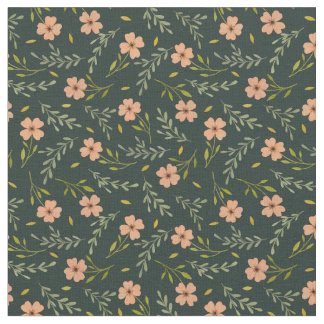Tissu Motif floral à l'aquarelle vert foncé Dainty Ditsy