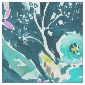 Tissu Motif floral bleu foncé d'aquarelle de Boho (Fermer)