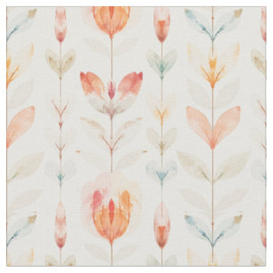 Tissu Motif floral botanique pêche douce MH26