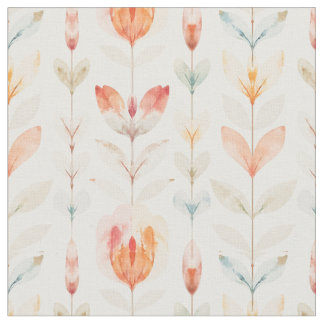 Tissu Motif floral botanique pêche douce MH26